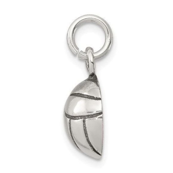 Volleyball Charm Sports Pendant Sterling Silver Antiqued - Picture 3 of 3